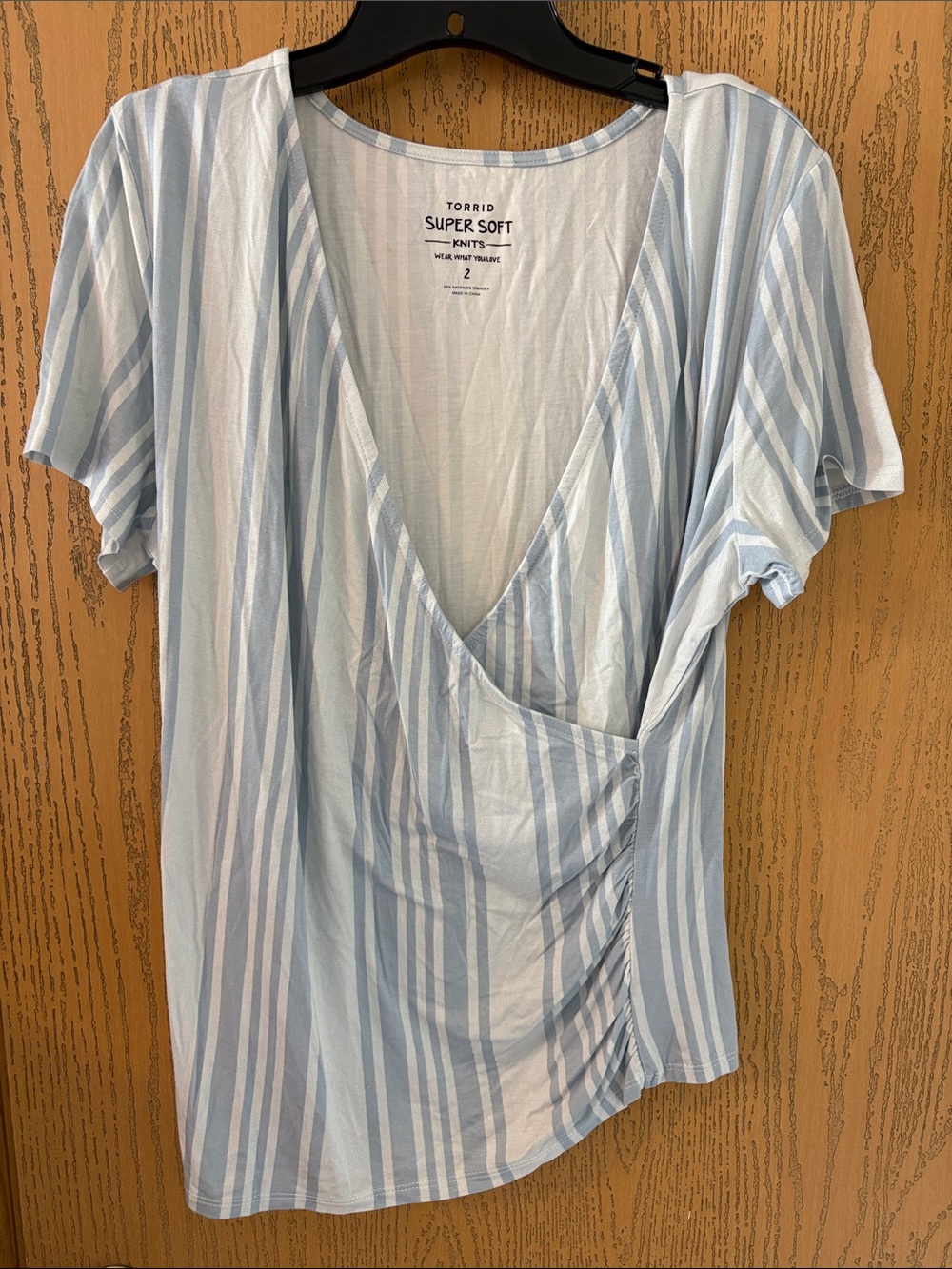 torrid Light Blue & White Striped Knit Top